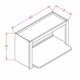 USCD Shaker White WMS3018: Wall Microwave Shelf Cabinet: RTA Kitchen Cabinet