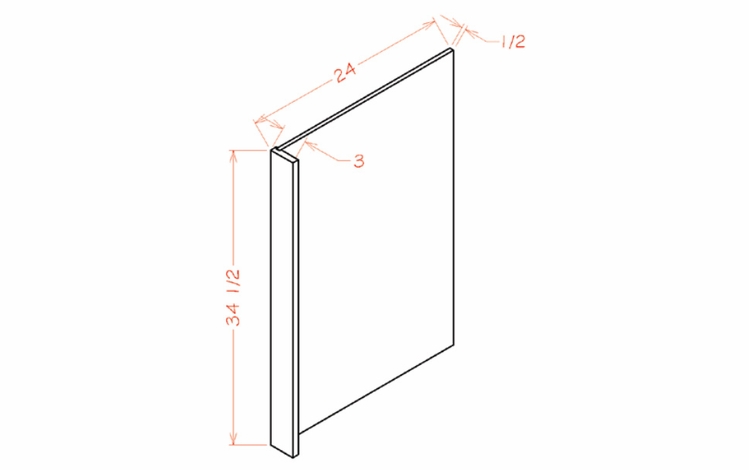 USCD Torrance Dove DWR3: Dishwasher Return Panel: RTA Kitchen Cabinet