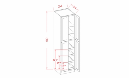 USCD Torrance Dove U2490244RS: Utility Cabinet - Four Doors: RTA Kitchen Cabinet