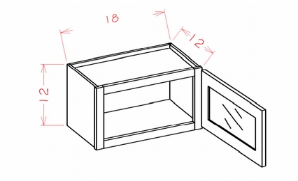 USCD Torrance Dove W1812GD: Glass Door Wall Stacker Cabinet 12" High - Single Door: RTA Kitchen Cabinet