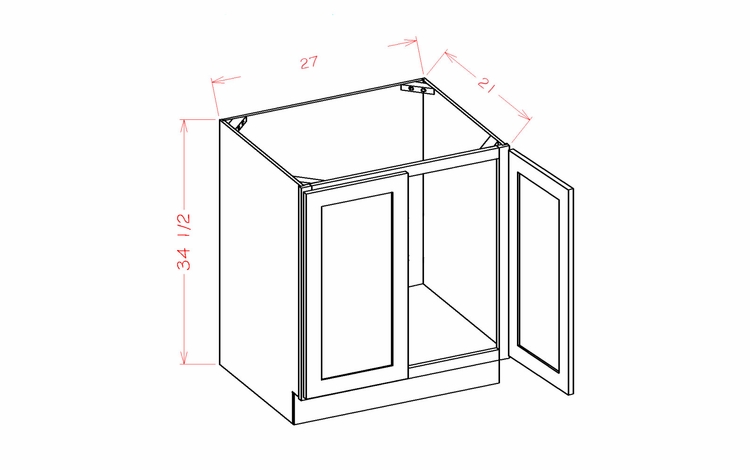 USCD Torrance White VS27FH: Full Height Double Door Vanity Sink Base Cabinet: RTA Kitchen Cabinet