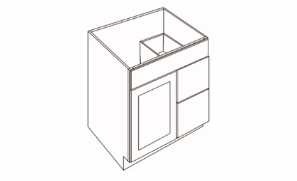 V2421D: 1 Door 2 Drawer Vanity Sink Base Cabinets: Country Oak Honey Kitchen Cabinets
