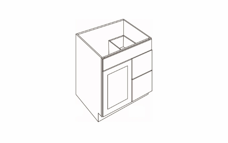 V2421D: 1 Door 2 Drawer Vanity Sink Base Cabinets: Country Oak Honey Kitchen Cabinets