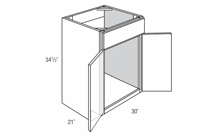 V3021B: 1 Door Vanity:  Dover Castle RTA Kitchen Cabinet