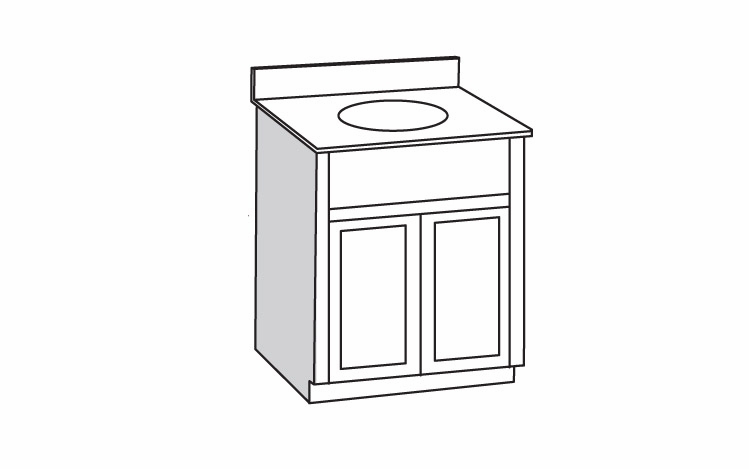 V3021B -2 Door Vanity:Danbury White Vanity Cabinet