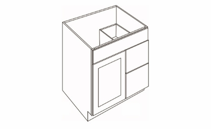 V3021D: 1 Door 2 Drawer Vanity Sink Base Cabinets: Country Oak Honey Kitchen Cabinets