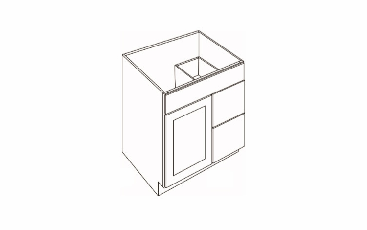 V3021D: 1 Door 2 Drawer Vanity Sink Base Cabinets: Country Oak Honey Kitchen Cabinets