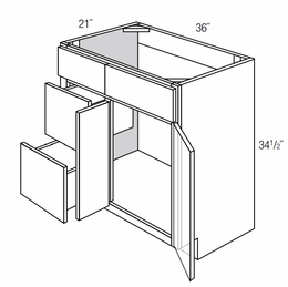 V3621D-L: Left Drawer Bathroom Vanity Cabinet: Dover Castle RTA Kitchen Cabinet