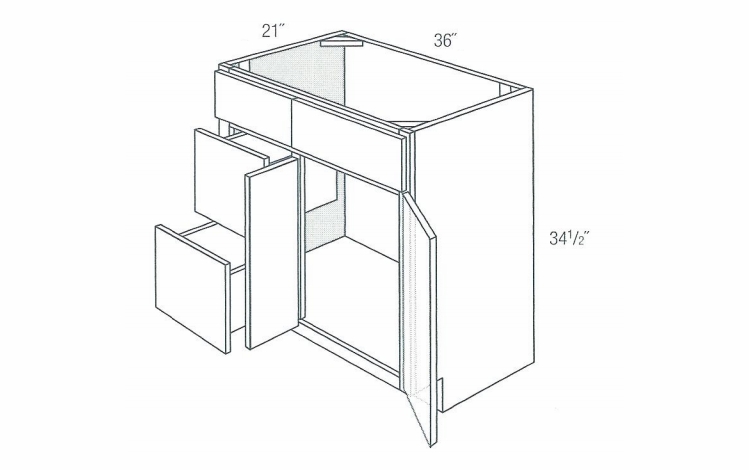 V3621D-L: Bathroom Vanity: Dover RTA Kitchen Cabinet