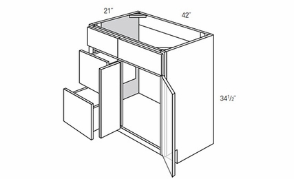 V4221D-L: Left Drawer Bathroom Vanity Cabinet: Amesbury White RTA Kitchen Cabinet