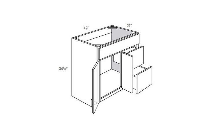 V4221D-R: Right Bathroom Vanity: Dover Castle RTA Kitchen Cabinet
