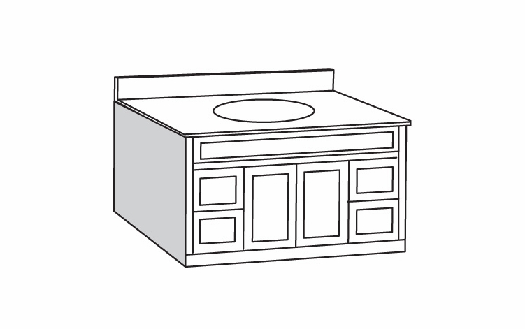 V4821D-2 Door-4 Drawer Vanity:Danbury White Vanity Cabinet