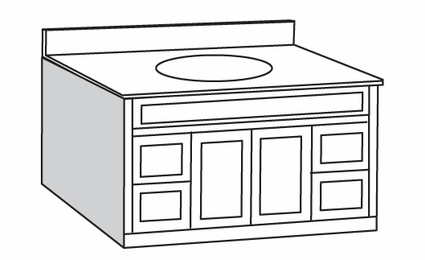 V4821D-2 Door-4 Drawer Vanity:Danbury White Vanity Cabinet