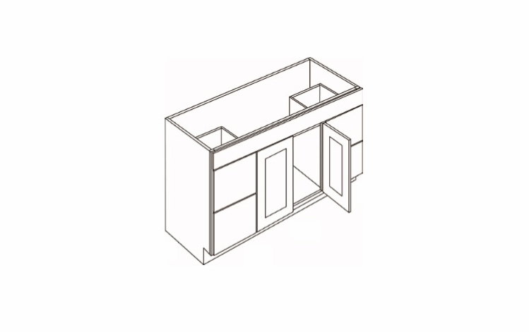 V4821DD: 2 Door 4 Drawer Vanity Sink Base Cabinets: Country Oak Honey Kitchen Cabinets