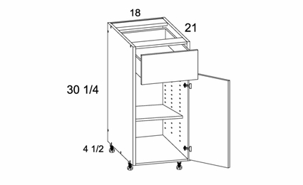 VB18: One Door One Drawer Vanity Base: Torino Dark Wood Kitchen Cabinets