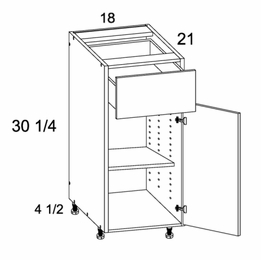 VB18: One Door One Drawer Vanity Base: Torino Dark Wood Kitchen Cabinets