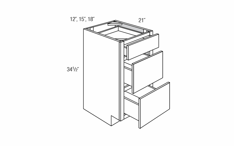 VDB1221: Bathroom Vanity Drawer Base: Dover RTA Kitchen Cabinet