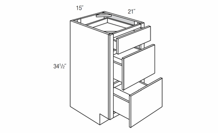 VDB1521: Bathroom Vanity Drawer Base: Upton Brown RTA Kitchen Cabinet