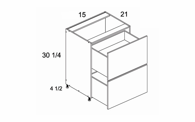 Verona Midnight Navy 2VDB15: Two Drawer Vanity Base: RTA Kitchen Cabinets