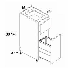 Verona Midnight Navy B15TCPO: Base Cabinet With Single Trashcan: RTA Kitchen Cabinets