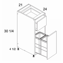 Verona Midnight Navy B21TCPO: Base Cabinet With Double Trashcan: RTA Kitchen Cabinets