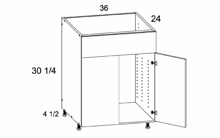 Verona Midnight Navy SB36: Sink Base False Front Two Door: RTA Kitchen Cabinets