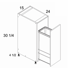 Verona Pure Blanc B15FHTCPO: Full Height Door Base Cabinet With Single Trashcan: RTA Kitchen Cabinets