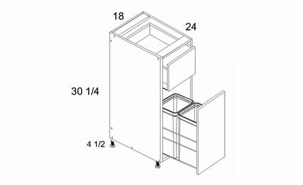 Verona Pure Blanc B18TCPO: Base Cabinet With Double Trashcan: RTA Kitchen Cabinets