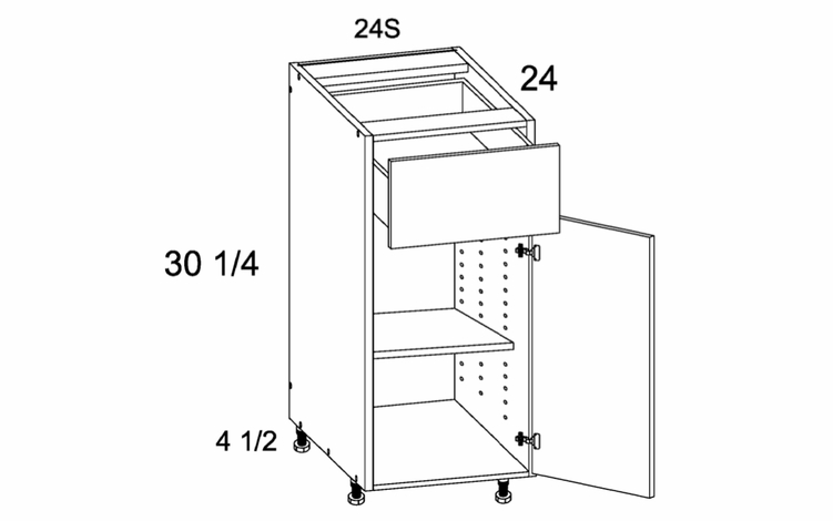 Verona Pure Blanc B24S: One Door One Drawer Base: RTA Kitchen Cabinets