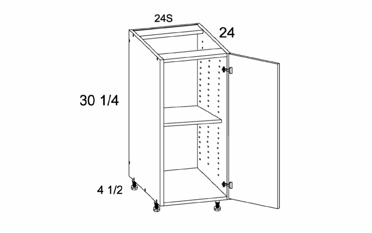 Verona Pure Blanc B24SFH: Full Height One Door Base: RTA Kitchen Cabinets