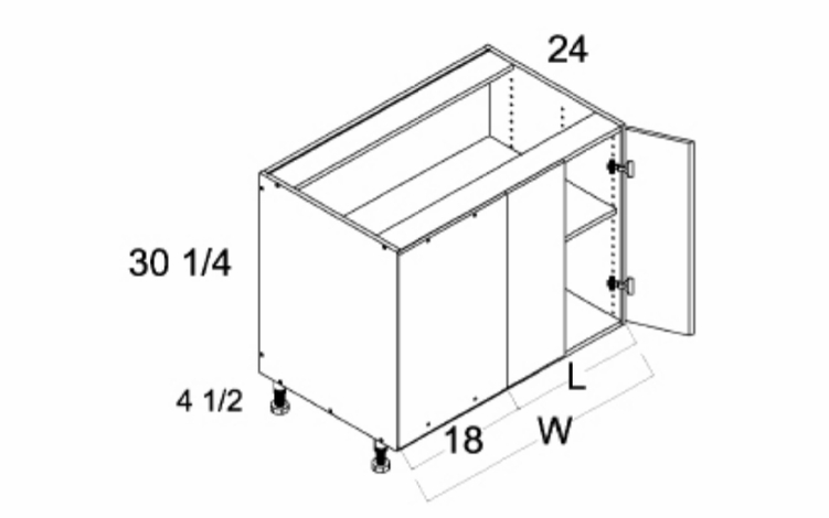 Verona Pure Blanc BBC52/55FH: Full Height Two Door Blind Base: RTA Kitchen Cabinets