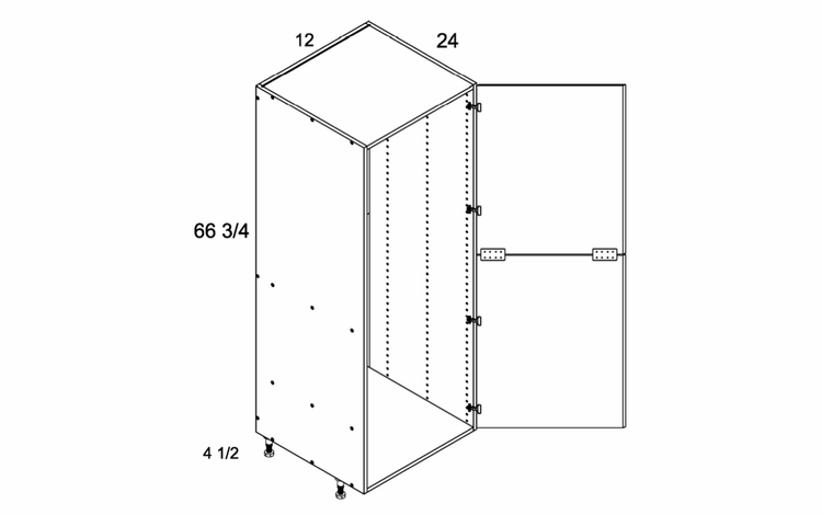 Verona Pure Blanc T1272: Tall Open Utility with Two Doors: RTA Kitchen Cabinets