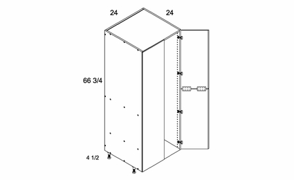 Verona Pure Blanc T2472: Tall Open Utility with Four Doors: RTA Kitchen Cabinets