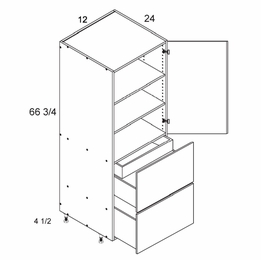 Verona Pure Blanc T2DBID1272: Tall One Door Two Drawer with One Inner Drawer Utility: RTA Kitchen Cabinets