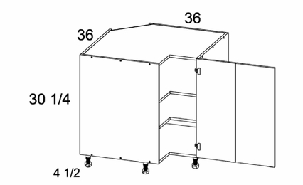 Verona Pure Blanc BER36: Base Easy Reach Cabinet: RTA Kitchen Cabinets