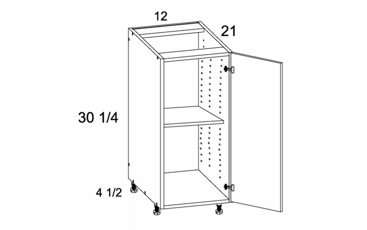 Verona Pure Blanc VB12FH: Full Height One Door Vanity Base: RTA Kitchen Cabinets