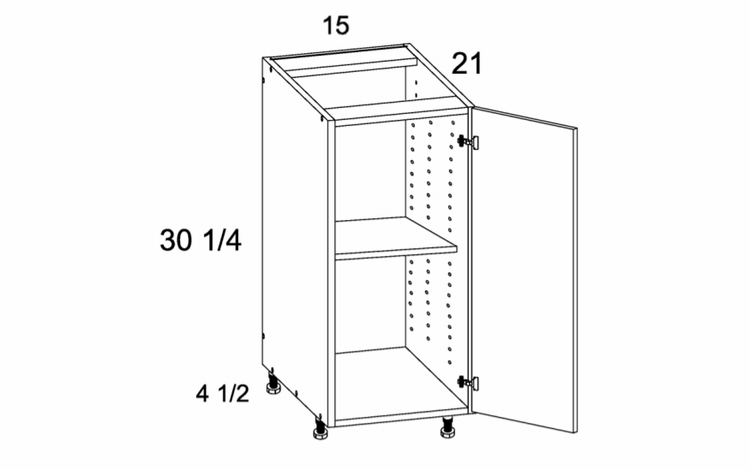 Verona Pure Blanc VB15FH: Full Height One Door Vanity Base: RTA Kitchen Cabinets