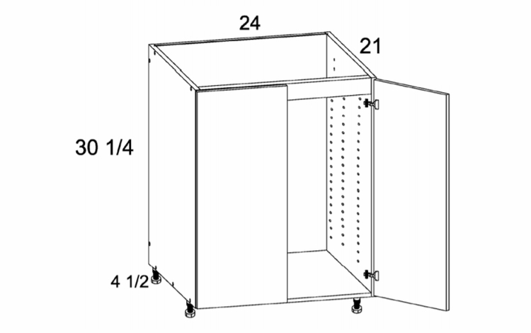 Verona Pure Blanc VSB24FH: Full Height Double Door Vanity Sink Base: RTA Kitchen Cabinets