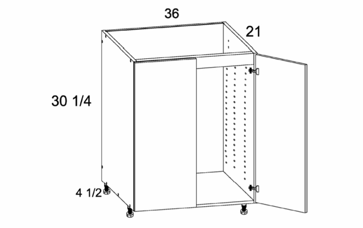 Verona Pure Blanc VSB36FH: Full Height Double Door Vanity Sink Base: RTA Kitchen Cabinets