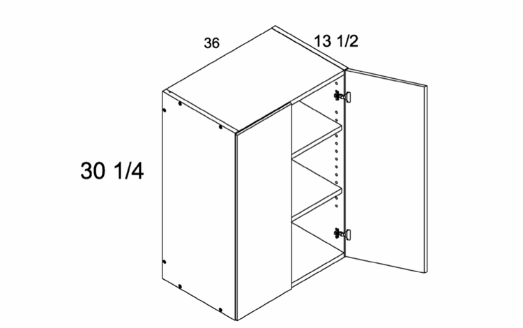 Verona Pure Blanc W3630: 30" High  Wall Cabinet: RTA Kitchen Cabinets