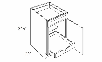 Versailles White B12-POS1: 1 Door, 1 Drawer Base Cabinet With 1 Pull Out Shelf: Pre-Assembled Kitchen Cabinets