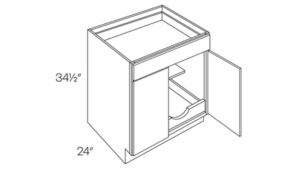 Versailles White B24-POS1: 2 Door, 1 Drawer Base Cabinet With 1 Pull Out Shelf: Pre-Assembled Kitchen Cabinets