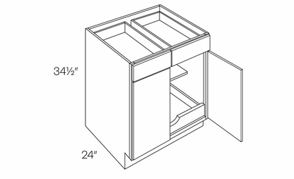 Versailles White B30-POS1: 2 Door, 2 Drawer Base Cabinet With 1 Pull Out Shelf: Pre-Assembled Kitchen Cabinets