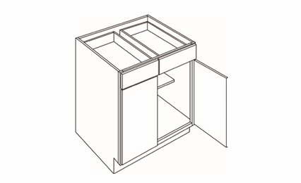 Versailles White B39: 2 Door, 2 Drawer Base Cabinet: Pre-Assembled Kitchen Cabinets