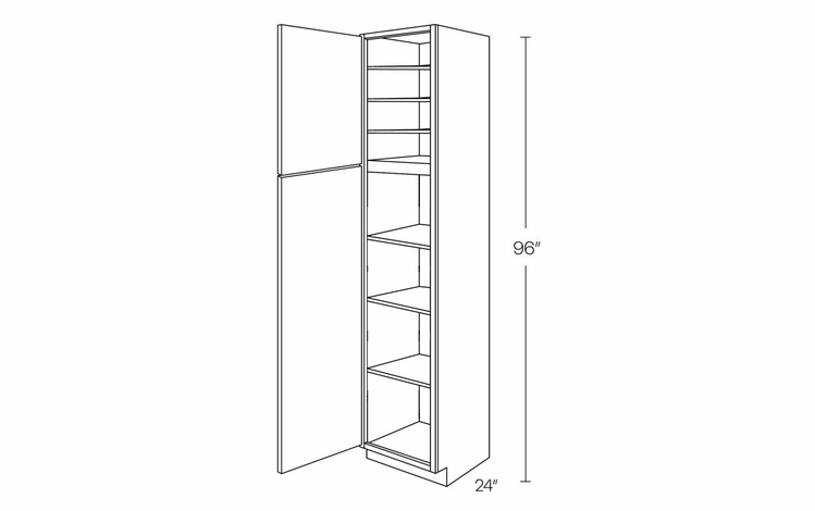 Versailles White UC1524X96L: Utility Cabinet With Door Hinged Left: Pre-Assembled Kitchen Cabinets