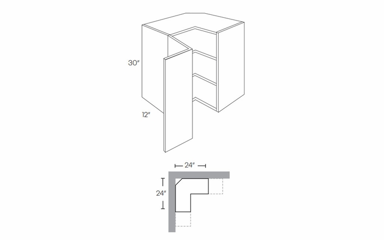 Versailles White WSQ2430: Square Corner Wall Cabinet: Pre-Assembled Kitchen Cabinets