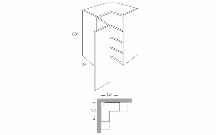 Versailles White WSQ2436: Square Corner Wall Cabinet: Pre-Assembled Kitchen Cabinets
