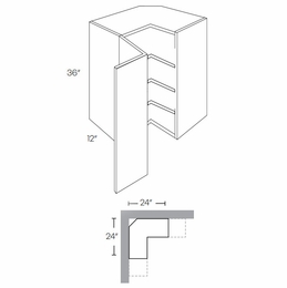 Versailles White WSQ2436: Square Corner Wall Cabinet: Pre-Assembled Kitchen Cabinets