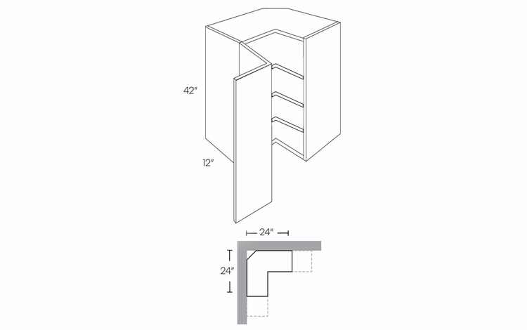 Versailles White WSQ2442: Square Corner Wall Cabinet: Pre-Assembled Kitchen Cabinets