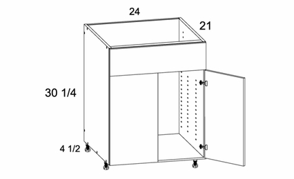 VSB24: Vanity Sink Base False Front Two Door: Torino Grey Wood Kitchen Cabinets